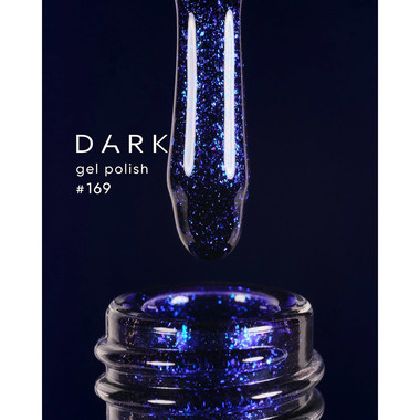 Lakier hybrydowy DARK 169 niebieski z brokatem 10 ml - Фото №2