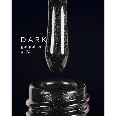 Lakier hybrydowy DARK 174 ciemnoszary z brokatem 10 ml - Фото №2
