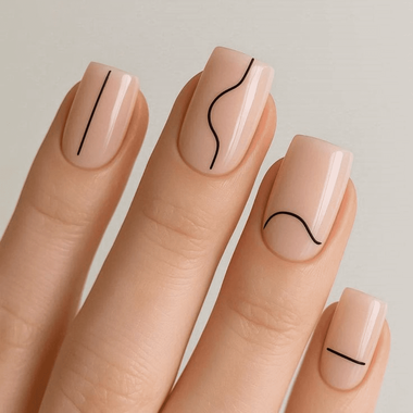 Beige nails (geometric design)