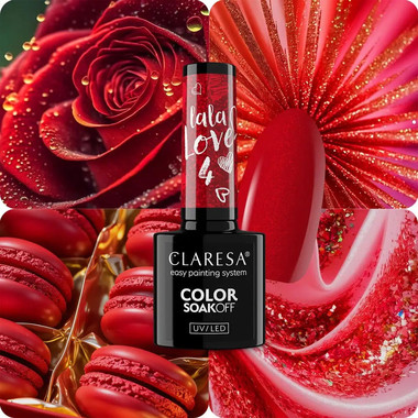 Lakier hybrydowy Claresa LA LA LOVE 4 czerwony z brokatem 5 g - Фото №2
