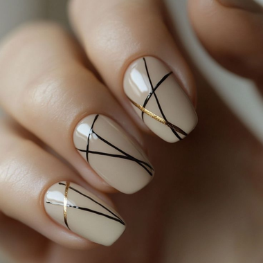 Beige geometry with black and gold accents
