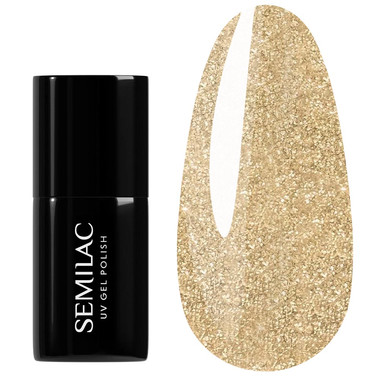 Lakier hybrydowy Semilac 037 Gold Disco 7 ml - Фото №1