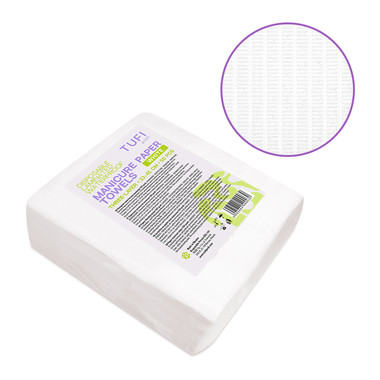 Serwetki papierowe do manicure TUFI profi Jednorazowe laminowane wodoodporne białe 41x33 cm 50 szt. (0331520) - Фото №1
