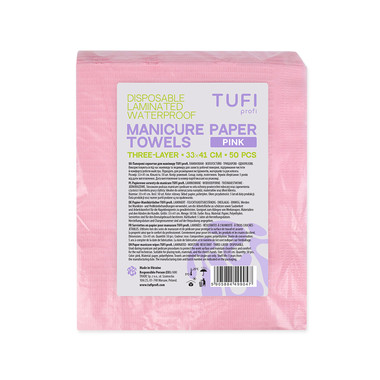Serwetki papierowe do manicure TUFI profi Jednorazowe laminowane wodoodporne różowe 41x33 cm 50 szt. (0331521) - Фото №2