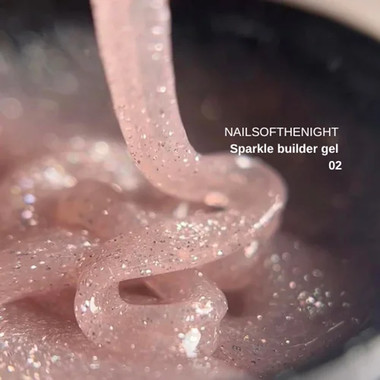 SALE Żel budujący NAILSOFTHENIGHT Sparkle Builder gel 02 beżowy odblaskowy 15 ml - Фото №2