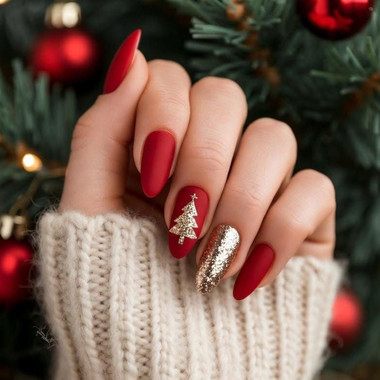 Red winter manicure