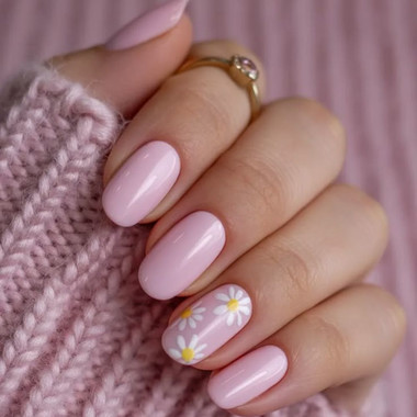 Spring manicure with daisies