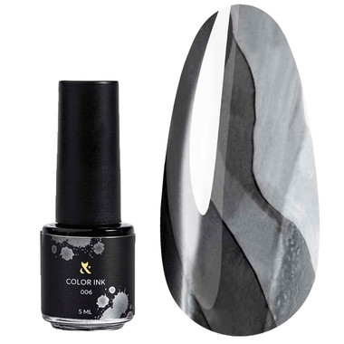 SALE Kolorowa tusz polimerowa dla zdobień w technice akwarela F.O.X Color Ink Black 006, 5 ml - Фото №1