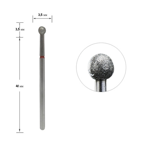 Frez do paznokci diamentowy Staleks Pro Expert kulka czerwona średnica 3,5 mm