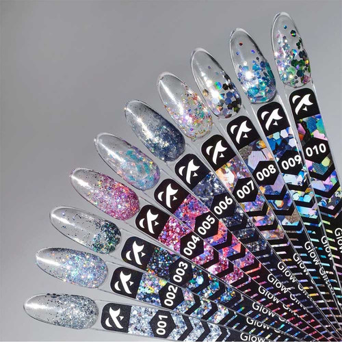 Żel przedłużający FOX Glow Glitter Gel 004 różowy z holograficznymi błyskami 5 ml - Фото №2