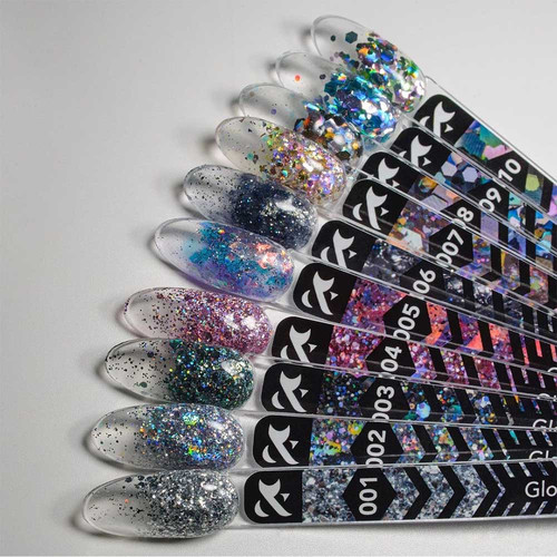 Żel przedłużający FOX Glow Glitter Gel 004 różowy z holograficznymi błyskami 5 ml - Фото №3