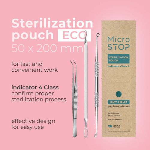 Torebki do sterylizacji Microstop ECO ze wskaźnikiem 4 klasa 50×200 mm, 100szt - Фото №2