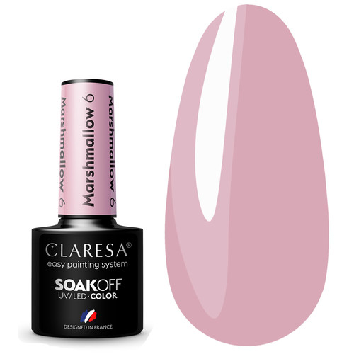 Лак гибридный Claresa MARSHMALLOW 6 пастельно-розовый, 5г