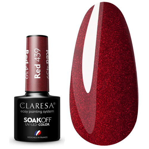 Claresa Gel Polish RED 439 burgundy with shimmer, 5g