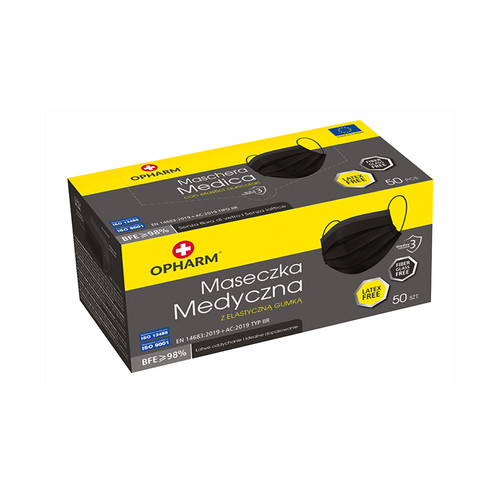 Maska Medyczna Opharm 50 sztuk czarny - Фото №3