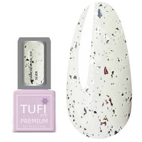 Топ TUFI profi PREMIUM Diamond Potal c поталью и шиммером серебро 8 мл (0125765)
