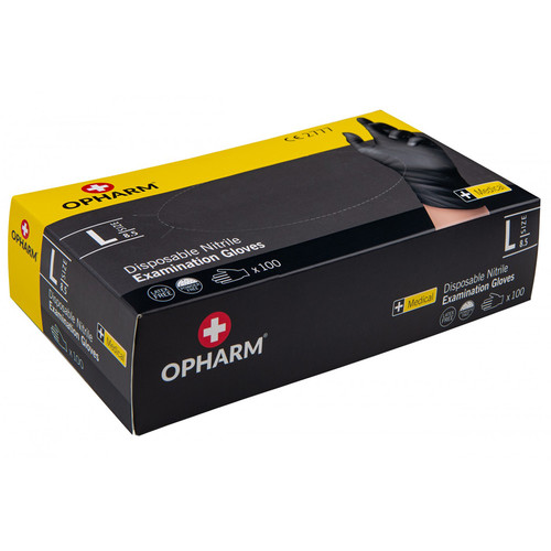 Rękawice Nitrylowe Opharm czarne rozmiar L 100 szt - Фото №2