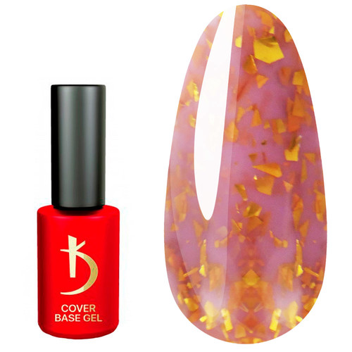 Baza hybrydowa Kodi Cover Base Gel Flake 09 różowo-beżowy ze złotym potalem 7ml