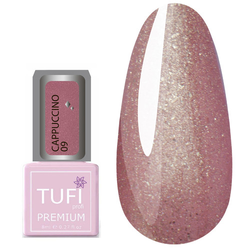 Гель-лак TUFI profi PREMIUM Cappuccino 09 тициановый с золотом 8мл (0102591)