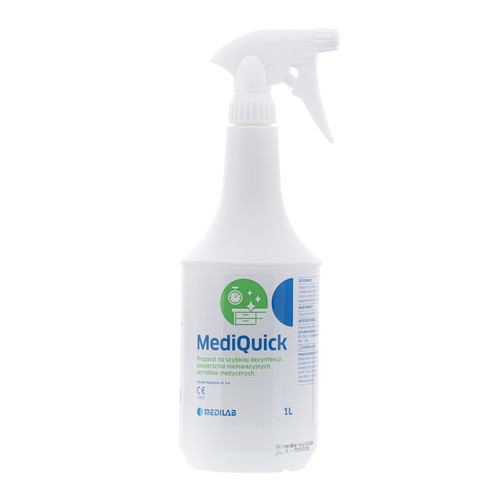 Preparat MediQuick do szybkiej dezynfekcji powierzchni nieinwazyjnych wyrobów medycznych ze spryskiwaczem 1 L