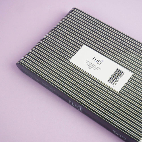 Пилочка TUFI profi PREMIUM прямая черная 100/180 грит 17,8 см 25 шт (01221898) - Фото №2