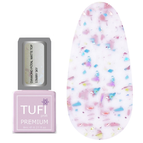Топ TUFI profi PREMIUM Diamond Potal Matte Top матовый c поталью и шиммером звездное небо 8 мл (0125772)