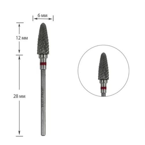 Frez do paznokci TUFI profi PREMIUM carbide corn 092 03 czerwony karb - Фото №1