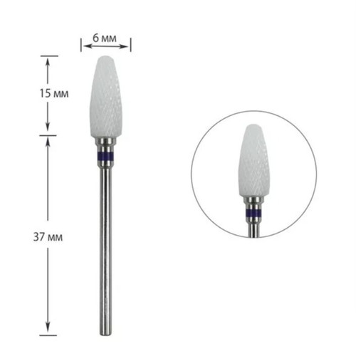 Frez do paznokci TUFI profi PREMIUM ceramic corn 640501REV odwracalny blue notch - Фото №1