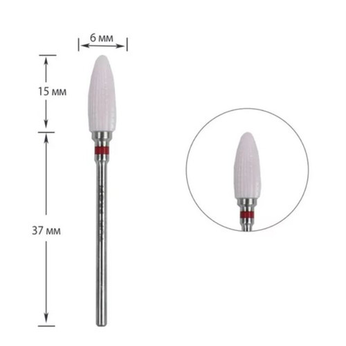 Frez do paznokci TUFI profi PREMIUM ceramic corn 600032REV odwracalny czerwony notch - Фото №1