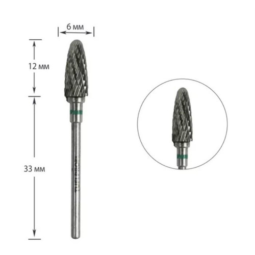 Frez do paznokci TUFI profi PREMIUM carbide corn 092 01 zielony karb - Фото №1