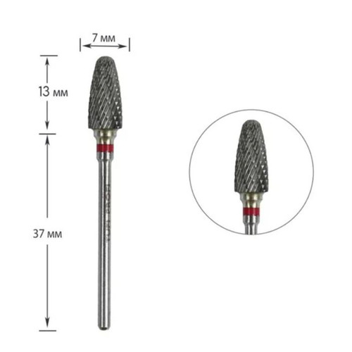 Frez do paznokci TUFI profi PREMIUM węglik stożek półkulisty koniec 274 140 060 czerwony karb - Фото №1