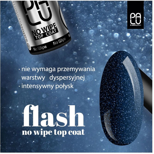 Топ PALU Top Coat No Wipe Flash Blue прозрачный с синим шиммером 11 мл - Фото №2