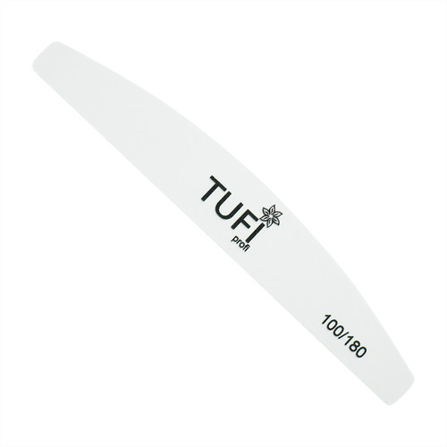 Half-round nail file TUFI profi PREMIUM white 100/180 grit 17,8 сm 1 pc (0231933) - Фото №1