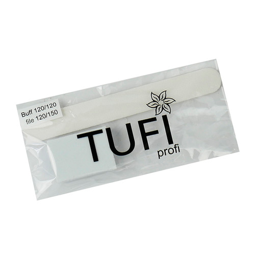 Disposable set TUFI profi  PREMIUM nail file 120/150 and buff 120/120 white (0102944)