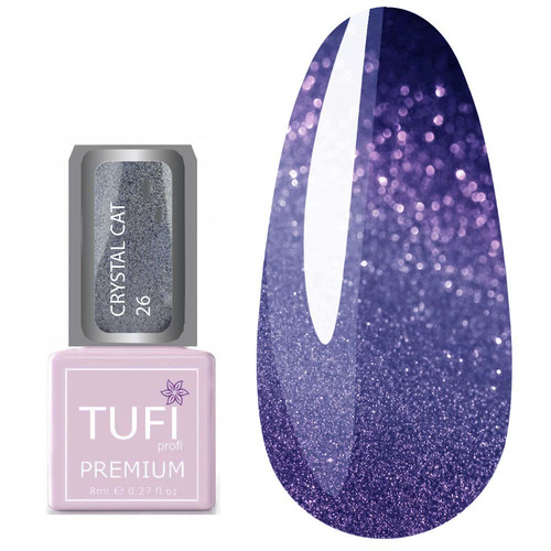 Гель-лак TUFI profi PREMIUM Crystal Cat 26 голубой голографик 8 мл (0173919)