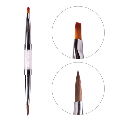 Кисть для акрила KOMILFO Double Acrylic 6 (Колонок)/Gel flat 6 (Нейлон) - Фото №1