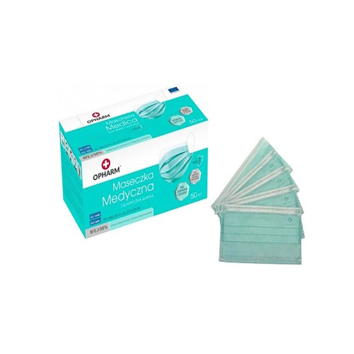 Maseczka medyczna Opharm turkusowa 50szt - Фото №2