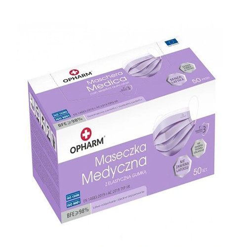 Maska medyczna Opharm fioletowa 50 szt - Фото №3