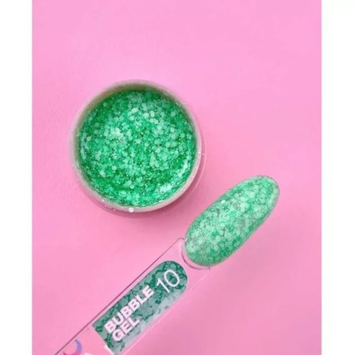 Żel do przedłużania LUNA Bubble №10 zielony z drobinkami 5 ml - Фото №2