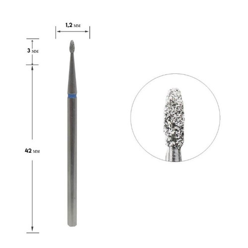 Frez do paznokci diamentowy Staleks nerka zaokrąglony niebieski średnica 1,2 mm część robocza 3 mm