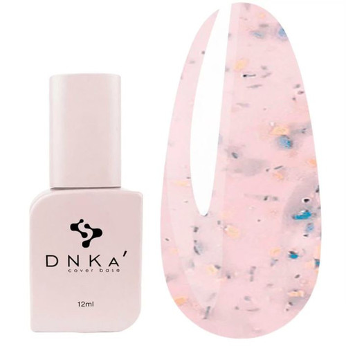 Baza hybrydowa DNKa Cover №010B naturalny różowo-beżowy z kawałkami patriotycznego złota płatkowego 12 ml