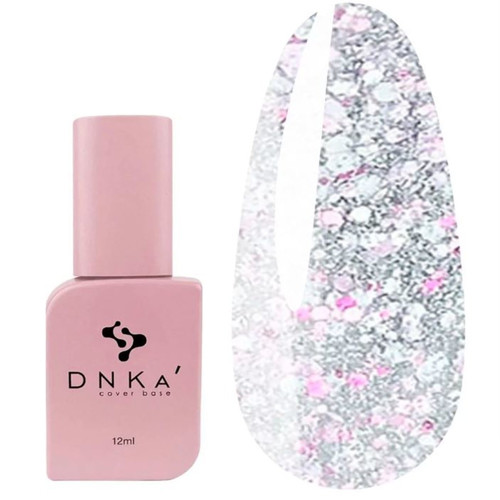 Baza hybrydowa DNKa Cover №050 różowy odblaskowy z cekinami o różnych rozmiarach 12 ml