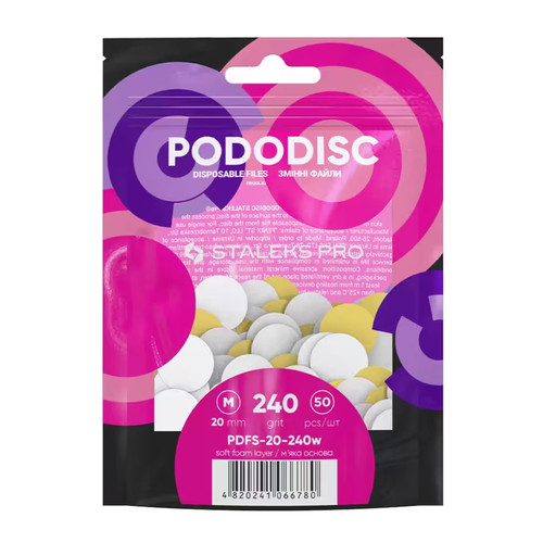 Replacement files white for pedicure disc on a soft base PODODISC STALEKS PRO M 240 grit (50 pcs) - Фото №1