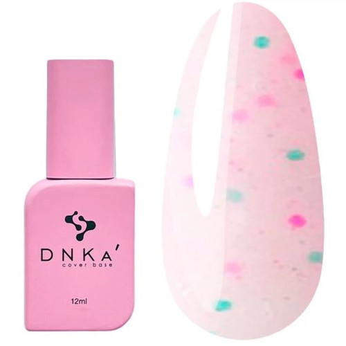 Baza hybrydowa DNKa Cover №0057 Cukierkowy róż z białymi, różowymi i niebieskimi płatkami 12 ml