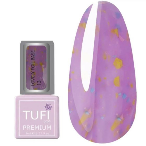 База TUFI profi PREMIUM Lovely Foil Base с фольгой 13 лавандовый мусс 8 мл - Фото №1