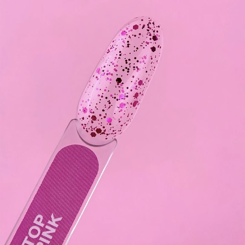 Топ LUNA Pink без липкого слоя с розовыми хлопьями 13 мл (300-2660) - Фото №3