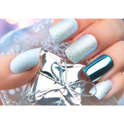 Winter manicure 2023-2024 (blue with snow)