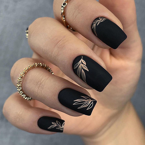 Manicure 2024 (black with golden patterns)