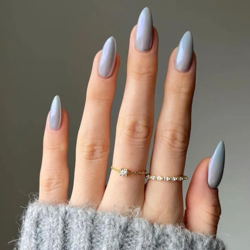 Winter manicure 2023-2024 (silver blue)