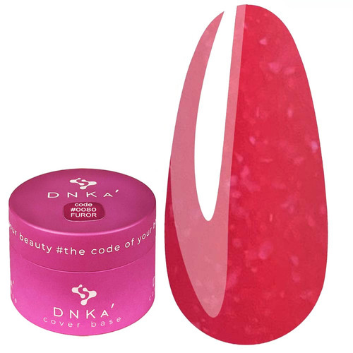 База для ногтей DNKa Cover Base №0080 Furor неоновый розовый с серебряной поталью 30 мл (DNKA0080-30) - Фото №1